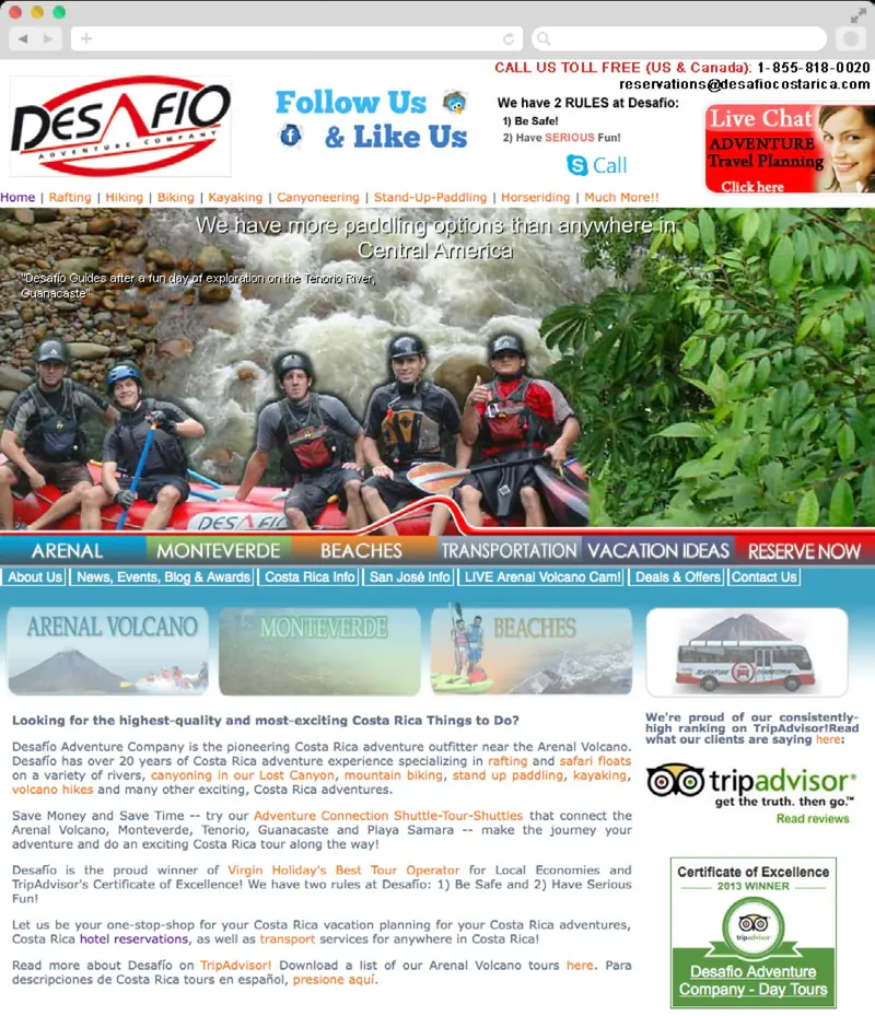Desafio website before the redesign