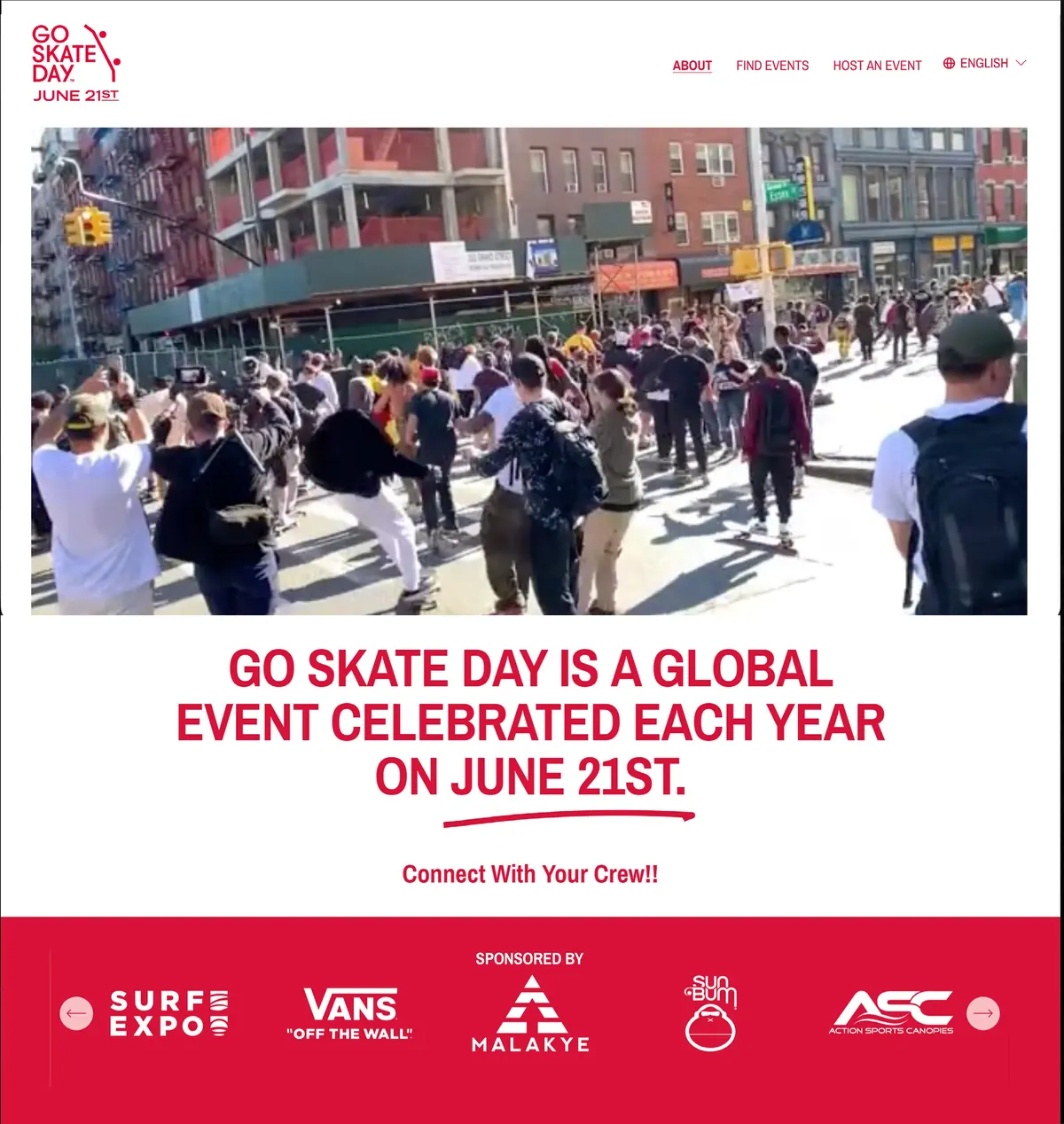 Go Skate Day website homepage