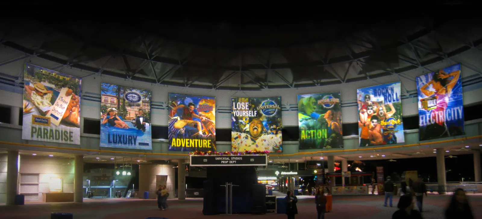 Universal Studios large format designs installed in an arena